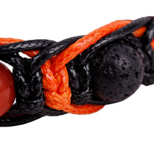 Load image into Gallery viewer, Orange and Black Nylon Macrame Bracelet with Carnelian Gems - Oranges Calls | NOVICA