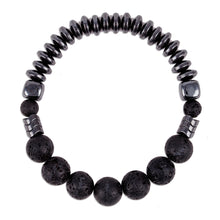 Load image into Gallery viewer, Black Hematite and Vulcanite Beaded Stretch Bracelet - Night Worlds | NOVICA