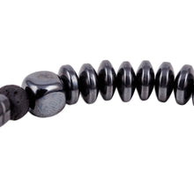 Load image into Gallery viewer, Black Hematite and Vulcanite Beaded Stretch Bracelet - Night Worlds | NOVICA