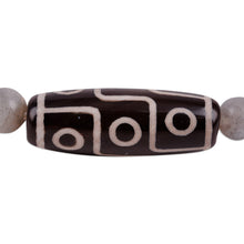 Load image into Gallery viewer, Multi-Gemstone Beaded Dzi Pendant Bracelet in Grey - Grey Fate | NOVICA