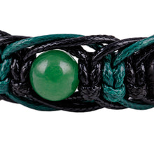 Load image into Gallery viewer, Green and Black Nylon Macrame Bracelet with Jade Jewels - Green Calls | NOVICA