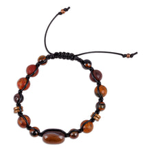 Load image into Gallery viewer, Multi-Gemstone Black Waxed Nylon Macrame Bracelet - Weaving Courage | NOVICA