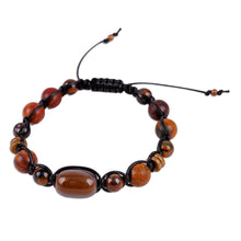 Load image into Gallery viewer, Multi-Gemstone Black Waxed Nylon Macrame Bracelet - Weaving Courage | NOVICA