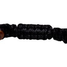 Load image into Gallery viewer, Multi-Gemstone Black Waxed Nylon Macrame Bracelet - Weaving Courage | NOVICA