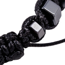 Load image into Gallery viewer, Handcrafted Dark Hematite and Vulcanite Macrame Bracelet - Bold Balance | NOVICA