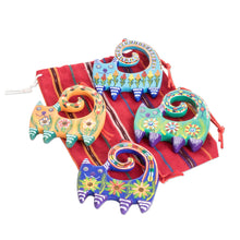 Load image into Gallery viewer, Hand-Painted Cat-Themed Floral Ceramic Ornaments (Set of 4) - Festive Felines | NOVICA