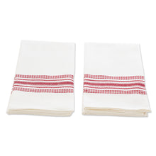 Load image into Gallery viewer, Striped 100% Cotton Napkins in Crimson and White Hues (Pair) - Seasonal Stripes | NOVICA