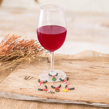 Load image into Gallery viewer, Set of 6 Christmas-Themed Handmade Glass Beaded Drink Tags - Refreshing Holidays | NOVICA