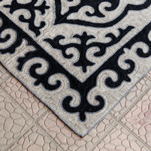 Load image into Gallery viewer, Traditional Shyrdak Wool Rug in Dark Blue and White (4x7) - Midnight Wonders | NOVICA