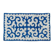 Load image into Gallery viewer, Handmade Classic Blue and White Shyrdak Wool Area Rug (2x4) - Classic Magic | NOVICA