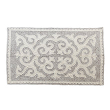 Load image into Gallery viewer, Classic Wool Shyrdak Area Rug in Grey and White (4x6) - The Ethereal Palace | NOVICA