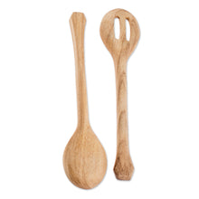 Load image into Gallery viewer, 2 Reclaimed Wood Serving Spoons with Pyrography Designs - Culinary Seasoning | NOVICA
