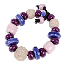 Load image into Gallery viewer, Purple and Burgundy Ceramic Beaded Stretch Bracelet - Purple Passion | NOVICA