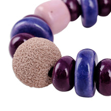 Load image into Gallery viewer, Purple and Burgundy Ceramic Beaded Stretch Bracelet - Purple Passion | NOVICA