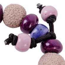 Load image into Gallery viewer, Purple and Burgundy Ceramic Beaded Stretch Bracelet - Purple Passion | NOVICA