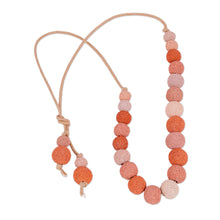 Load image into Gallery viewer, Adjustable Orange and Pink Ceramic Beaded Choker Necklace - Sweetness at Sunrise | NOVICA