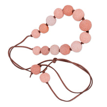 Load image into Gallery viewer, Adjustable Pink and Ivory Ceramic Beaded Necklace - Sweetness at Sunset | NOVICA