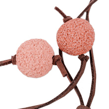 Load image into Gallery viewer, Adjustable Pink and Ivory Ceramic Beaded Necklace - Sweetness at Sunset | NOVICA