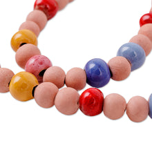 Load image into Gallery viewer, Hand-Painted Ceramic Beaded Necklace from Uzbekistan (Small) - Spring Colors | NOVICA