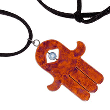Load image into Gallery viewer, Handcrafted Ceramic Hamsa Pendant Necklace - Hamsa Today | NOVICA