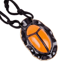 Load image into Gallery viewer, Handcrafted Painted Beetle-Shaped Ceramic Pendant Necklace - Tiniest Sensations | NOVICA