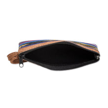 Load image into Gallery viewer, Blue Patterned Cotton Wristlet Bag Handwoven in Guatemala - Guatemalan Skies | NOVICA