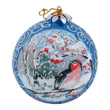Load image into Gallery viewer, Hand-Painted Winter-Themed Landscape Ceramic Ornament - Winter in the Village | NOVICA