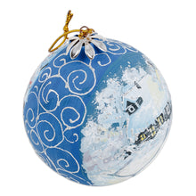 Load image into Gallery viewer, Hand-Painted Winter-Themed Landscape Ceramic Ornament - Winter in the Village | NOVICA