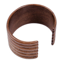 Load image into Gallery viewer, Handmade Striped Walnut Wood Cuff Bracelet from Kazakhstan - Sylvan Mark | NOVICA