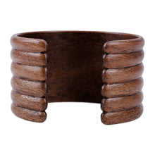 Load image into Gallery viewer, Handmade Striped Walnut Wood Cuff Bracelet from Kazakhstan - Sylvan Mark | NOVICA