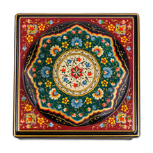 Load image into Gallery viewer, Floral Red Walnut Wood Jewelry Box with Velvet Lining - Floral Eden in Red | NOVICA