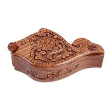 Load image into Gallery viewer, Traditional Polished Fish-Shaped Elm Tree Wood Puzzle Box - Luxurious Waters | NOVICA