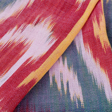 Load image into Gallery viewer, Classic Fringed Cotton Ikat Scarf Handwoven in Uzbekistan - Symphony of Sweetness | NOVICA