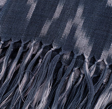 Load image into Gallery viewer, Handwoven Ikat Patterned Blue Cotton Scarf with Fringes - Blue Frequencies | NOVICA