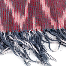 Load image into Gallery viewer, Handwoven Ikat Patterned Red Cotton Scarf with Fringes - Red Frequencies | NOVICA