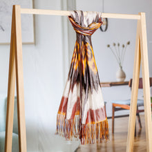 Load image into Gallery viewer, Handwoven Ikat Patterned Warm-Toned Silk Scarf - Royal Summer | NOVICA