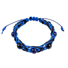 Load image into Gallery viewer, Agate & Lapis Lazuli Beaded Macrame Shambhala-Style Bracelet - Shambhala Style | NOVICA
