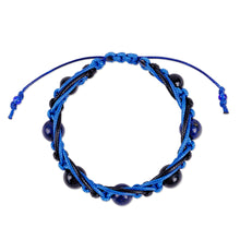 Load image into Gallery viewer, Agate & Lapis Lazuli Beaded Macrame Shambhala-Style Bracelet - Shambhala Style | NOVICA