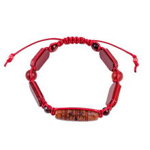 Load image into Gallery viewer, Dzi Multi-Gemstone Beaded Macrame Shambhala Style Bracelet - Shambhala Striped Dzi | NOVICA