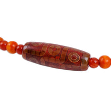 Load image into Gallery viewer, Handmade Agate Carnelian Wood Beaded Dzi Choker Necklace - Chic Nine-Eyed Dzi | NOVICA