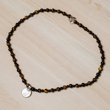Load image into Gallery viewer, Cultural Tiger's Eye and Garnet Choker Pendant Necklace - Precious History | NOVICA