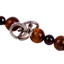 Load image into Gallery viewer, Cultural Tiger's Eye and Garnet Choker Pendant Necklace - Precious History | NOVICA