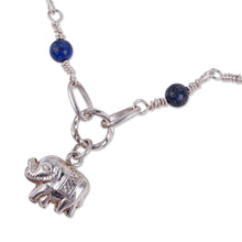 Load image into Gallery viewer, Elephant-Themed Lapis Lazuli Link Choker Pendant Necklace - The Sage Giant | NOVICA