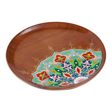 Load image into Gallery viewer, Lacquered Peacock-Inspired Round Walnut Wood Wall Art - 'Peacock's Essence | NOVICA