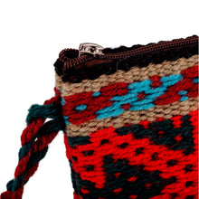 Load image into Gallery viewer, Geometric-Patterned Red Zippered Cotton and Wool Coin Purse - Ancestral Fortune | NOVICA