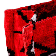 Load image into Gallery viewer, Eye-Patterned Red Silk Velvet Handle Bag from Uzbekistan - Sophisticated Glances | NOVICA
