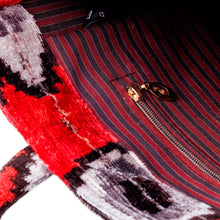 Load image into Gallery viewer, Eye-Patterned Red Silk Velvet Handle Bag from Uzbekistan - Sophisticated Glances | NOVICA