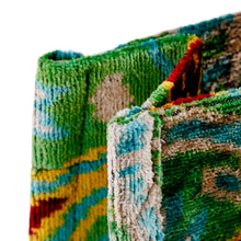 Load image into Gallery viewer, Pomegranate-Themed Green Silk Velvet Handle Bag - Green Adoration | NOVICA