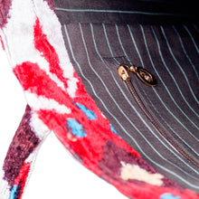 Load image into Gallery viewer, Traditional-Patterned Red and White Silk Velvet Handle Bag - Vibrant Manor | NOVICA