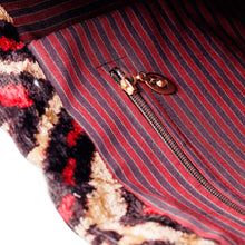 Load image into Gallery viewer, Classic-Patterned Beige and Red Silk Velvet Handle Bag - Luxurious World | NOVICA